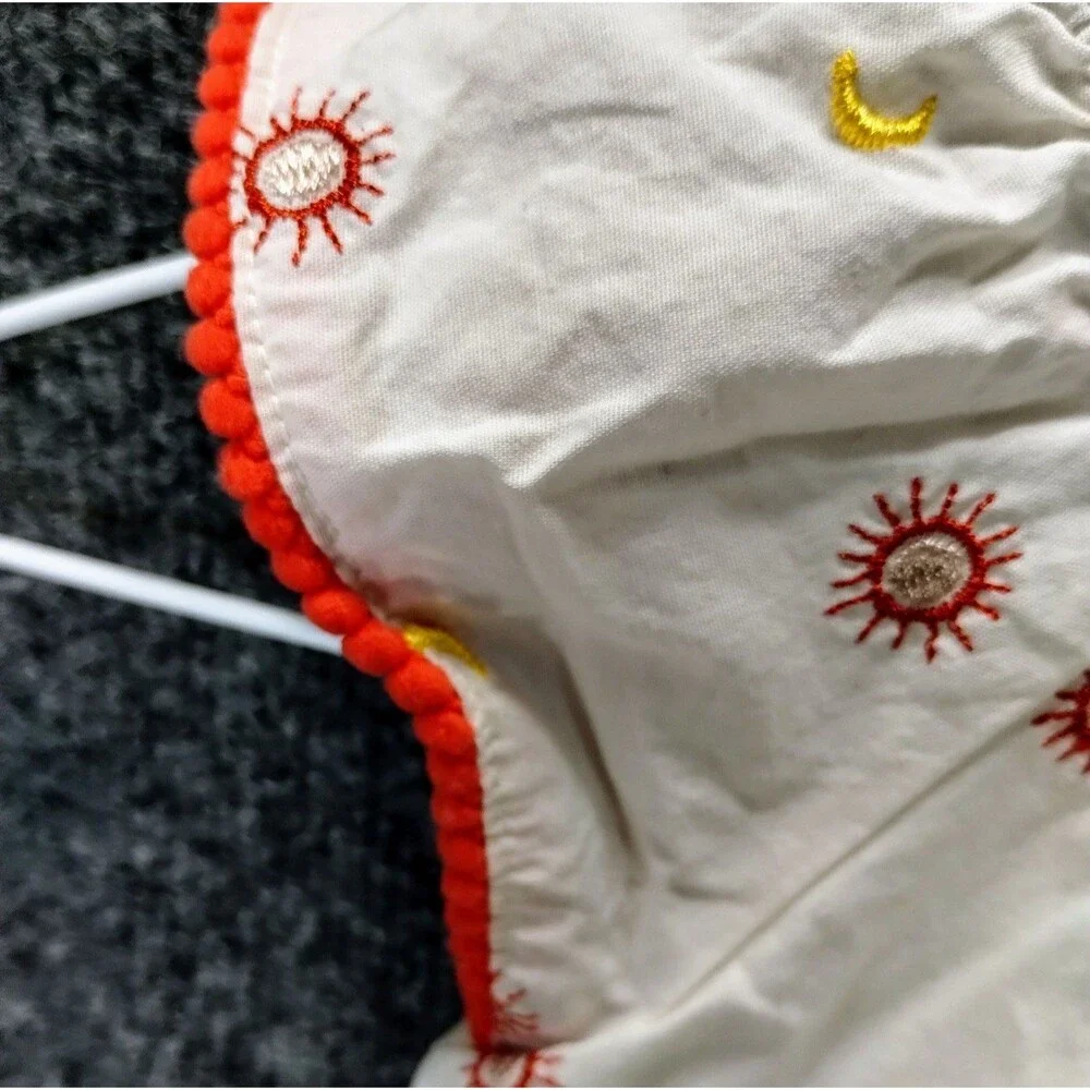 Vintage Osh Kosh Dress Kids 3T Embroidery Smocked Moon Sun Ruffle